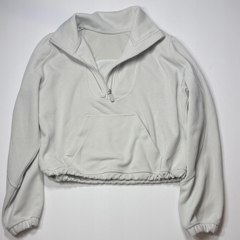 Lululemon athletica Off-White Cropped Quarter-Zip Pullover